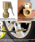 Heavy Duty Brass Locking Air Chuck With Leak Proof Gasket And Secure Grip Design For Fast Tire Inflation and connection to valve.