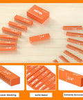Pro Woodworking Setup Blocks Aluminum Height Gauge Set 15 Pcs Machined To 0.001 Inch Accuracy, showing orange blocks with sizes.