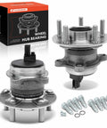 Two-Pack Rear Wheel Bearing And Hub Assemblies With ABS For Ford Focus 2012-2018, 5-Lug, High Load Capacity, shown with accessories