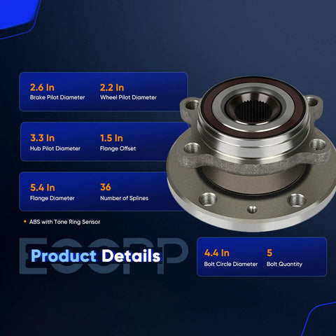 Wheel Bearing And Hub Assembly 5 Lug With Abs For VW Jetta Beetle Golf GTI Passat Tiguan And Audi A3 TT CC Front