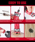 Instructions for Tough As Nails TCT Alloy Countersink Drill Bit Set With Adjustable Depth Stop Collar for easy woodworking tasks.