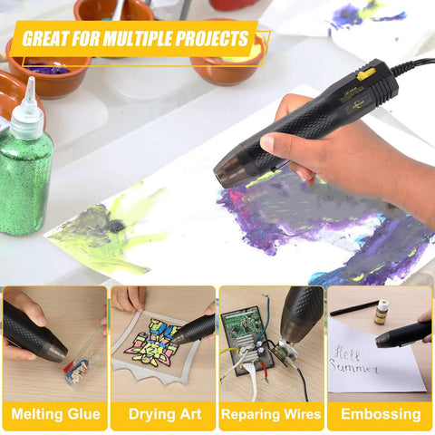 Mini Heat Gun With Dual Temp 350W High Power Go To Hot Air Tool For Shrink Tubing And Embossing Crafts in art and craft use