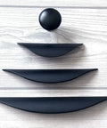 Matte Black Cup Drawer Pull Cabinet Door Handle For Dresser And Vanity Modern Kitchen Hardware 3.75 Inch Center On Wood