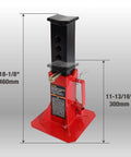 Beefy Heavy Duty Pin Type Jack Stands With Lock, 12 Ton Capacity, 26,400 Lb Pair, Red, Adjustable Height From 12 5/8 In To 18 1/8 In