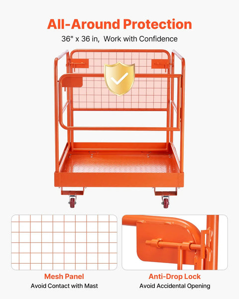 Heavy Duty Forklift Man Basket Safety Cage With 1200 Lb Capacity Durable Steel Work Platform For Safe Aerial Lifts Fits Most Pallet Forks Shop Grade And Built To Handle The Daily Grind