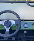 Close-up of steering wheel in 125cc Go Kart For Young Adults And Teens 16 Plus With Semi Automatic Transmission And Reverse