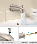 Tub And Shower Faucet Set With Rough In Valve, 2 In 1 Handheld And Rain Shower Head System, Dual Shower Head Kit with flowing water