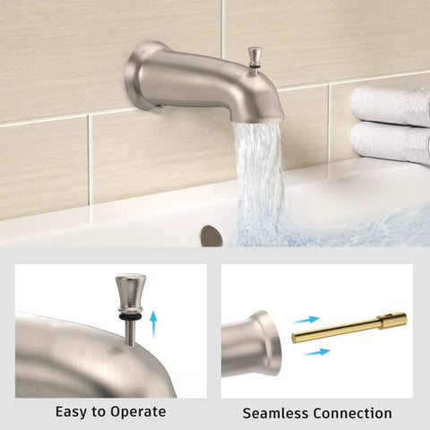 Tub And Shower Faucet Set With Rough In Valve, 2 In 1 Handheld And Rain Shower Head System, Dual Shower Head Kit with flowing water