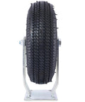 Heavy Duty 10 Inch Pneumatic Caster Wheels With Rigid Plate And Precision Ball Bearings Built Tough For No Sweat Hauling And Smooth Cruisin Performance, front view showcasing tire tread.