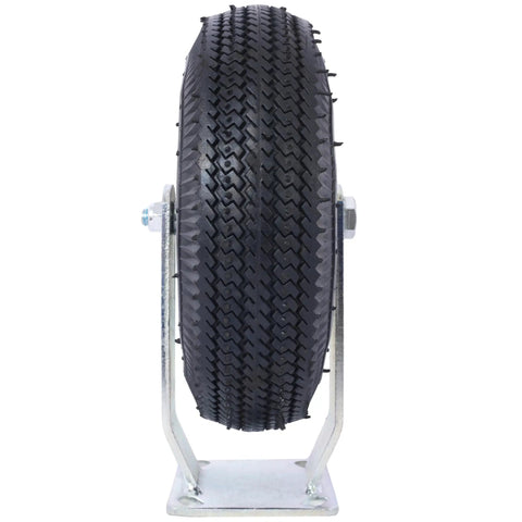 Heavy Duty 10 Inch Pneumatic Caster Wheels With Rigid Plate And Precision Ball Bearings Built Tough For No Sweat Hauling And Smooth Cruisin Performance, front view showcasing tire tread.