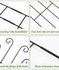 Four Pack 32 Inch Tall Wave Shape Black Metal Garden Trellis Set with connecting tube installation and stainless steel design