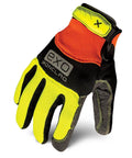 Hi Viz Pro Work Gloves With Reflective Accents EXO Embossed Palm Medium Size Grippy Durability for job sites and safety