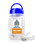 Cat6 RJ45 Modular Plugs With 50 Micron Gold Plating, 100 Pack Ethernet Connector Ends For Solid Or Stranded UTP Cable
