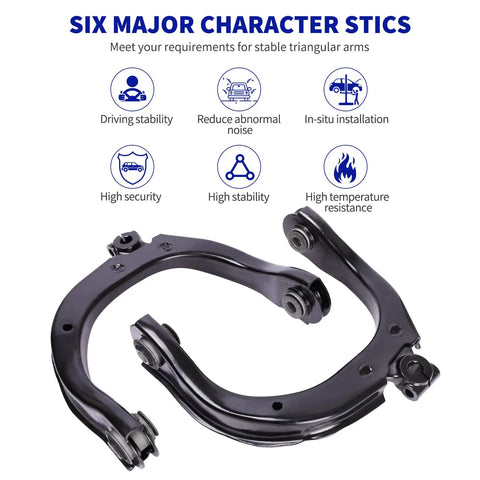 Bolt On Front Upper Control Arms With Ball Joints For Trailblazer Envoy SUVs 2002 To 2009 Upgrade Kit Includes Driver And Passenger Side Arms Plus Two Front Upper Ball Joints, black steel