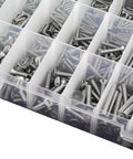 Rugged Stainless Steel Screw Set With M2 M3 M4 M5 Bolts, Flat Countersunk Socket Cap Screws, Nuts And Washers in storage box
