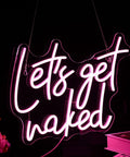Lets Get Naked Pink Neon Sign For Bedroom Decor LED Neon Light Wall Art For Girls Room And Dormitory 15.7 By 11.8 Inches