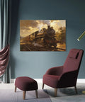 Framed Vintage Steam Train Wall Art Canvas Print for Living Room, Office, and Bedroom Decor, Classic Locomotive Railway Picture in 8 By 12 Inch Size, Rustic Cozy Home Vibe