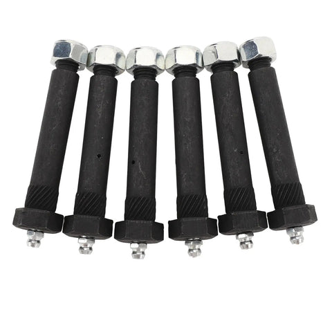 Greaseable Spring Shackle Bolts Set Heavy Duty 9 16 By 3 Inch M11x1.25 With Knurled Shoulder Lock Nuts 6 Pcs For Trailer Axles 2000 To 7000 And Suspension Repair, six bolts with grease zerks