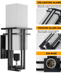 Modern Outdoor Wall Light With Frosted Glass, Aluminum Exterior Lantern For House, Garage, Porch And Carport, Weatherproof And Rust Resistant Die Cast Build, Easy Mount, Soft Brightness For Chill Evenings.