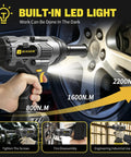Heavy Duty Cordless Impact Wrench Packing 2200Nm Of Badass Torque To Rip Through Truck Tire Lug Nuts Fast, with built-in LED.