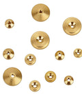 12 Piece Brass Clock Hand Nut Set For Replacement Hardware 5mm 6mm 10mm OD Threaded Fasteners, aerial view of nuts