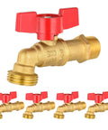 5-Pack Sillcock Hose Bibb Valve Set, 3/4 Inch MIP Inlet X 3/4 Inch MHT Outlet, 1/4 Turn Brass Boiler Drain Valve, Heavy Duty Brass Construction