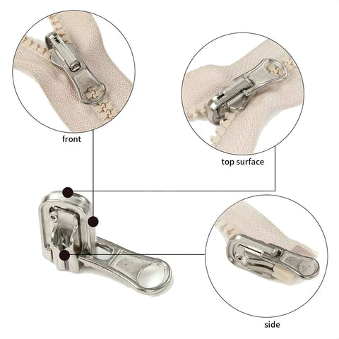 Three Size Zipper Repair Kit with Double Sided Sliders and Pulls for Jackets Luggage Backpacks and Outdoor Gear No Sew Installation Easy DIY Fix