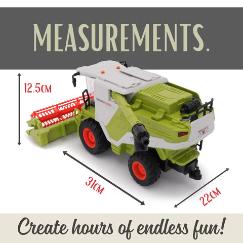 Remote Control Farm Harvester With Lights Sounds And Smoke Effects 1 To 24 Scale Battery Powered RC Combine size details