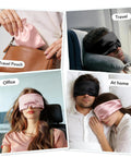 100 Percent Mulberry Silk Sleep Mask For Women Adjustable Comfort Side Sleeper Friendly Full Blackout Eye Cover For All Night Sleep Travel Office Or Naps Pink in various settings