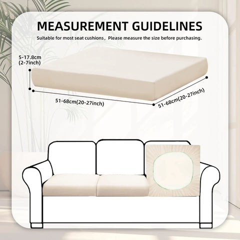 Measurement guide for Eight Piece Stretch Patio Cushion Covers For Outdoor Couches And Sofas, Replacement Slipcovers
