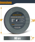 Front view of 8 Inch Aluminum Oxide Grinding Wheel for Bench Grinder with Five Eighth Inch Arbor, 1 Inch Thick, 80 Grit label visible.