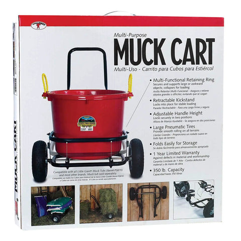Image of Heavy Duty Workhorse Muck Cart Utility Wagon 4 Pack Foldable Two Wheel Farm And Ranch Transport box with product details.
