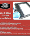 Midwest Hearth wood stove gasket kit with graphite-impregnated fiberglass gaskets and adhesive