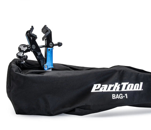 Beefy Travel And Storage Bag For Folding Bicycle Repair Stands That Fits PCS 10.3 PCS 9.3 PRS 25 PRS 26 And More with bike stand peeking out