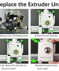 Steps to replace Extruder Unit Replacement For A1 And A1 Mini 3D Printer With Dual Hardened Gear System installation guide.