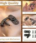 Vintage Black Zinc Alloy Hasp And Staple Latch Set 4 Pcs Antique Retro Swing Arm Padlock Hook, spring lock mechanism with screws