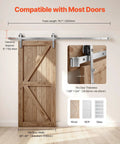 6.6-Foot Brushed Nickel Sliding Barn Door Hardware Kit With 330 Lb Weight Capacity Fits 36 To 40 Inches Wide Doors And 1-3/8 To 1-3/4 Inches Thick Durable Track And J-Shape Rollers For Smooth Quiet Operation shown installed