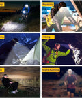 Rechargeable Headlamp With 230 Degree Wide Beam And Motion Sensor For Adults, Waterproof LED Head Light in outdoor activities