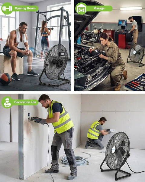 20 Inch Industrial Floor Fan with Remote Control cooling gym, garage, and construction areas