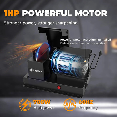 Heavy Duty Lawn Mower Blade Sharpener And Grinder with 700W motor and aluminum shell for effective sharpening.