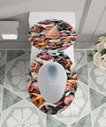 Elongated Quiet Close Toilet Seat for Home Bathroom with seashell design, measuring 14.5" x 18.5" for a stylish look.