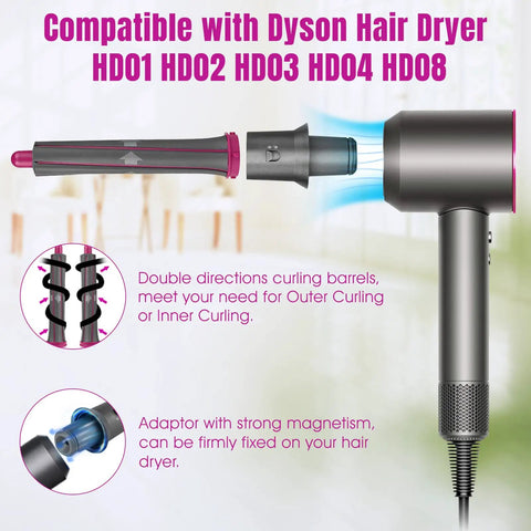 1.2 Inch 30mm Long Hair Curling Iron Barrels For Airwrap HS01 HS05 Attachment Parts Adapter For Hair Dryer To Airwrap Styler 1 Pair Pro Grade Durable High Temp Material