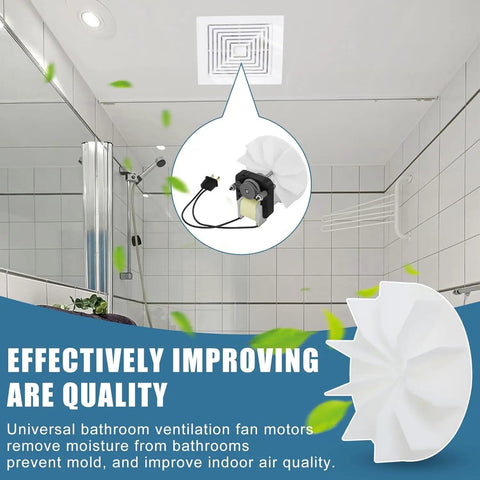No Fuss Drop In Replacement Kit For Bathroom Vent Fan Motor With Blower Wheel, 50 CFM 120V Exhaust Fan installed in bathroom ceiling