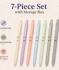 7 Pack Gel Pens 0.5mm Quick Dry Black Ink For Smooth Writing Retractable Ballpoint Pens Office And School Supplies Must Have Premium Morandi Style Set For Notes Journaling And Everyday Use displayed