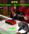 Musician using Red Two Channel USB Audio Interface For PC And Mac, 32Bit 192kHz Recording with guitar and microphone