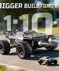 DEERC 209E 1:10 Scale Brushless RC Car racing on track, showcasing its 4WD, off-road capability, and robust build.