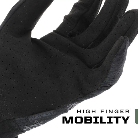 Specialty Vent Tactical Gloves With Breathable Mesh And Palm Ventilation, showcasing dexterous finger design, X Large, Covert Black.