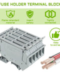 LED Indication Fuse Holder Terminal Block For DIN Rail 24V DC Screw Clamp With Universal Mounting Feet, Grey, PA66 Flame Retardant