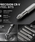Premium 152 in 1 Precision Magnetic Screwdriver Set With Crv Steel Bits For Laptop, Phone, Console, PC And Watch Repair Kit Including Torx Tools, CR-V bit close-up