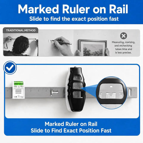 Real Deal Picture Hanging Tool With Integrated Spirit Level And Magnetic Nail Starter Acts As Precision Ruler Frame Guide For Bullseye Placement And Super Easy Wall Decor Hang